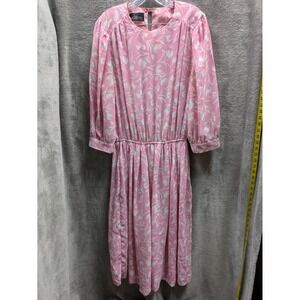 Pink‎ Floral Dress Women's Medium Long Sleeve Cottagecore READ